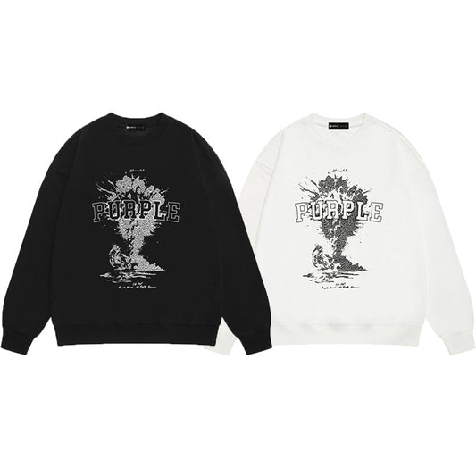 Purple Brand Mushroom Cloud College Crewneck Sweatshirt