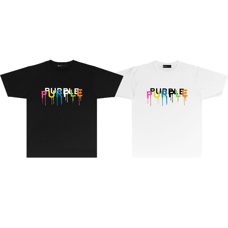 Purple Brand Drip Rainbow Wordmark Graphic Tee