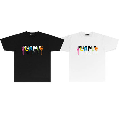 Purple Brand Drip Rainbow Wordmark Graphic Tee