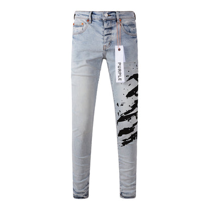 Purple Brand Paint Drip Logo Slim Jeans 9048