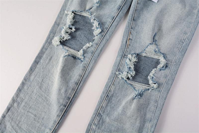 Purple Brand Ice Blue Dual Knee Blowout Slim Jeans 9010