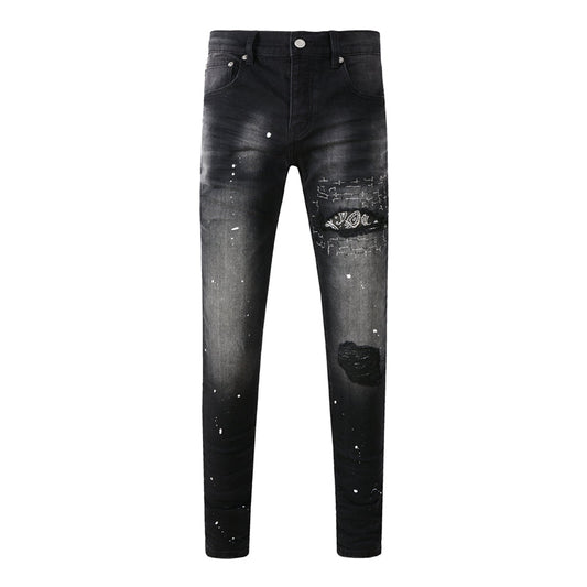 Purple Brand Paisley Embroidery Patch Slim Jeans 9099