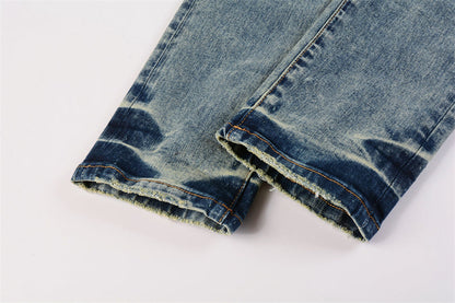 Purple Brand Patchwork Raw Edge Slim Jeans 9015