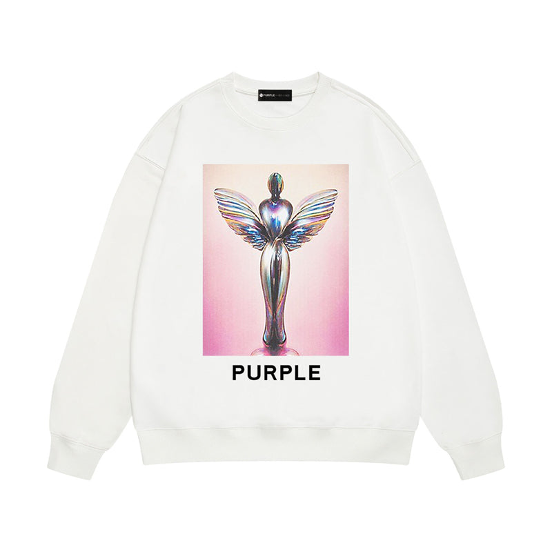 Purple Brand Chrome Angel Graphic Crewneck Sweatshirt