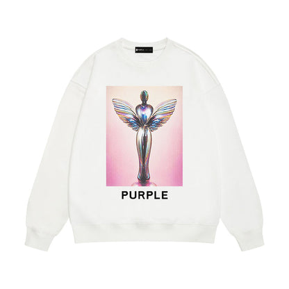 Purple Brand Chrome Angel Graphic Crewneck Sweatshirt