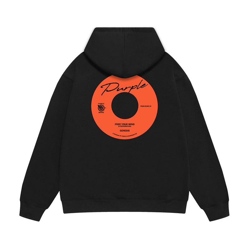Purple Brand Vinyl Record Label Pullover Hoodie