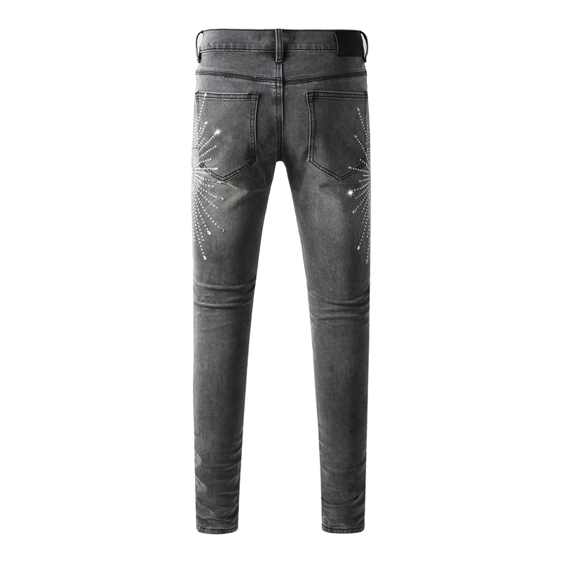 Purple Brand Starburst Rhinestone Slim Jeans 9123