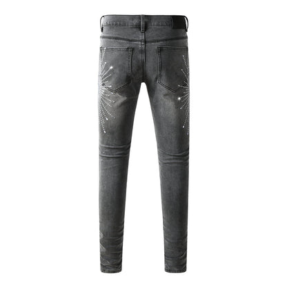 Purple Brand Starburst Rhinestone Slim Jeans 9123