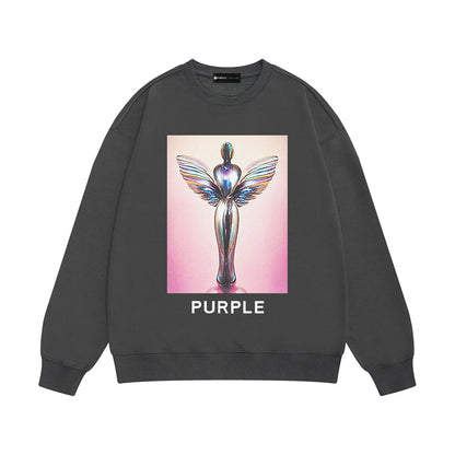 Purple Brand Chrome Angel Graphic Crewneck Sweatshirt