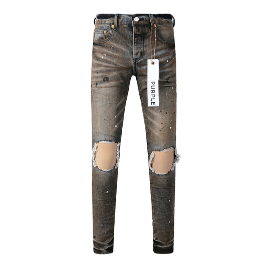 Purple Brand Aged Copper Dual Knee Rip Slim Jeans 9031
