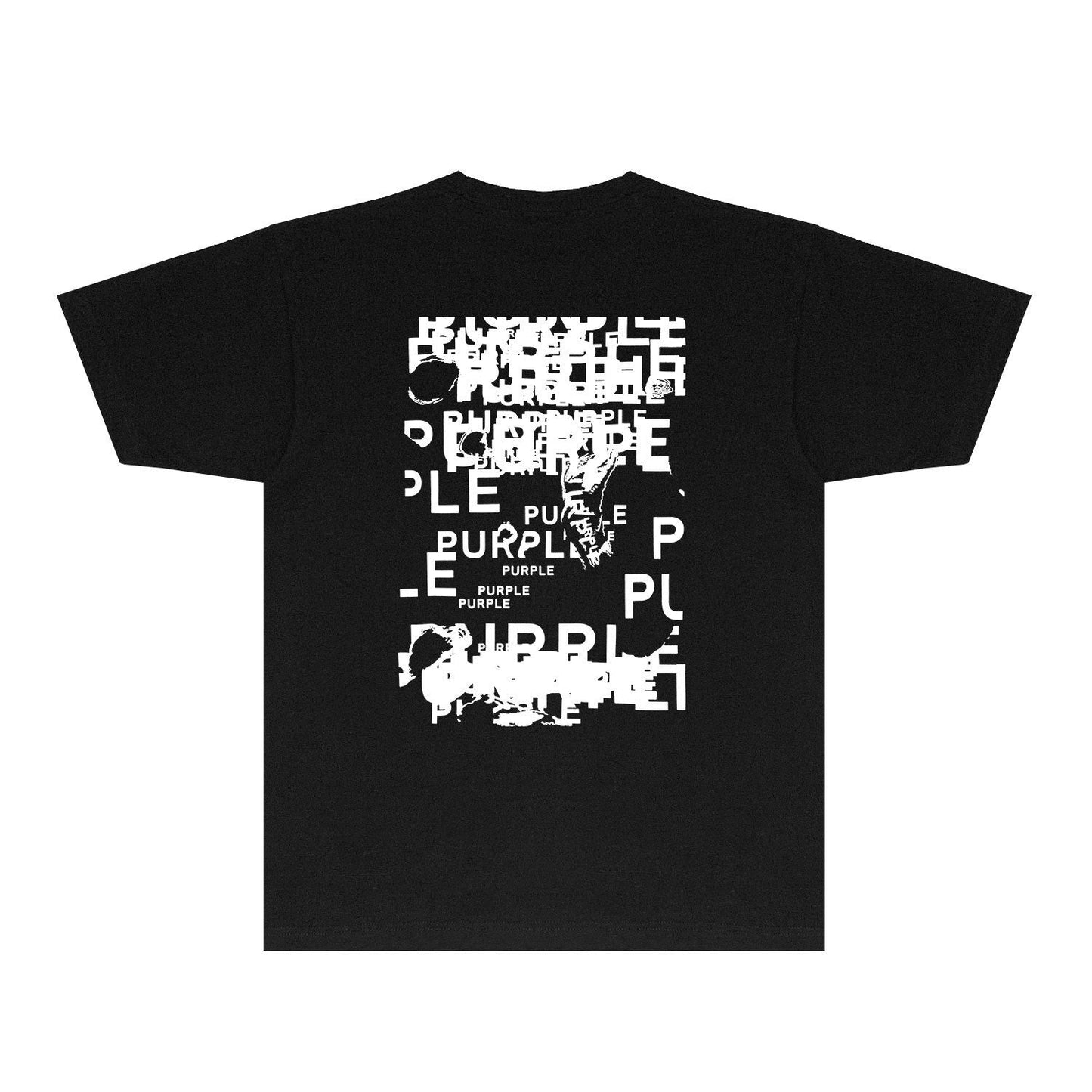 Purple Brand Glitch Stacked Wordmark Back Print Tee