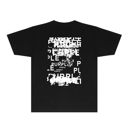 Purple Brand Glitch Stacked Wordmark Back Print Tee