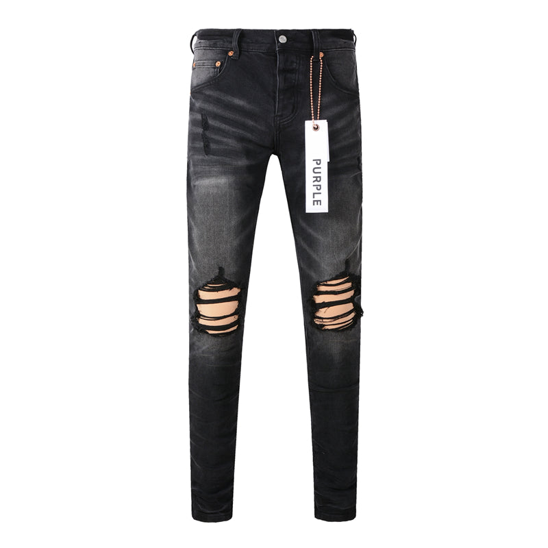 Purple Brand Waxed Dual Knee Blowout Slim Jeans 9029