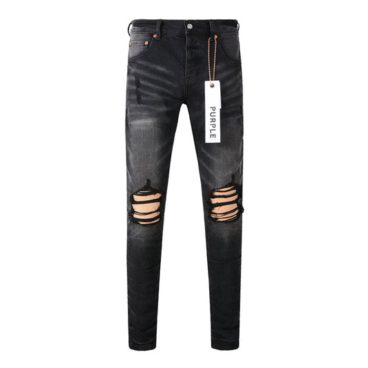 Purple Brand Waxed Dual Knee Blowout Slim Jeans 9029