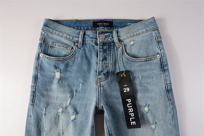 Purple Brand Scattered Rip Leather Patch Slim Jeans 9075