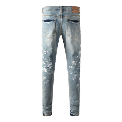 Purple Brand Light Blue Paint Splatter Jeans 9136