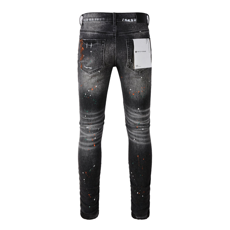 Purple Brand Mesh Patch Rip Paint Splatter Slim Jeans 9018