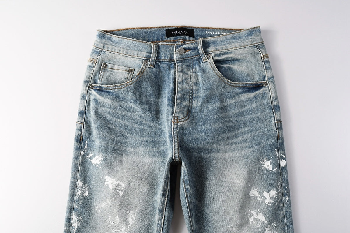 Purple Brand Light Blue Paint Splatter Jeans 9136
