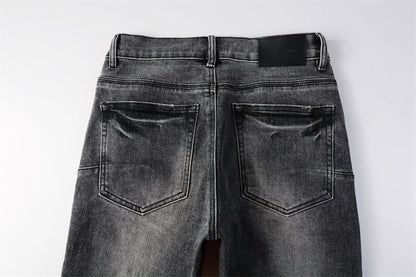 Purple Brand P Logo Leopard Patch Slim Jeans 9102