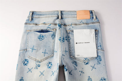 Purple Brand Graffiti Symbol Print Slim Jeans 9063