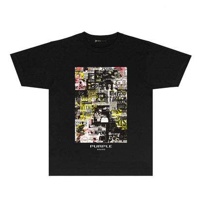 Purple Brand Newspaper Collage Graphic Tee
