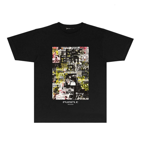 Purple Brand Newspaper Collage Graphic Tee