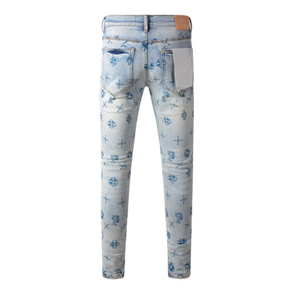 Purple Brand Graffiti Symbol Print Slim Jeans 9063