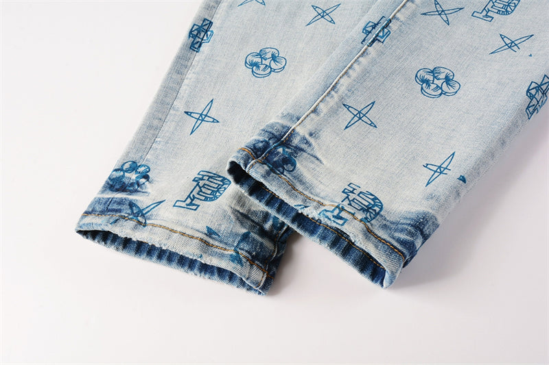 Purple Brand Graffiti Symbol Print Slim Jeans 9063