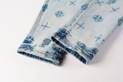 Purple Brand Graffiti Symbol Print Slim Jeans 9063
