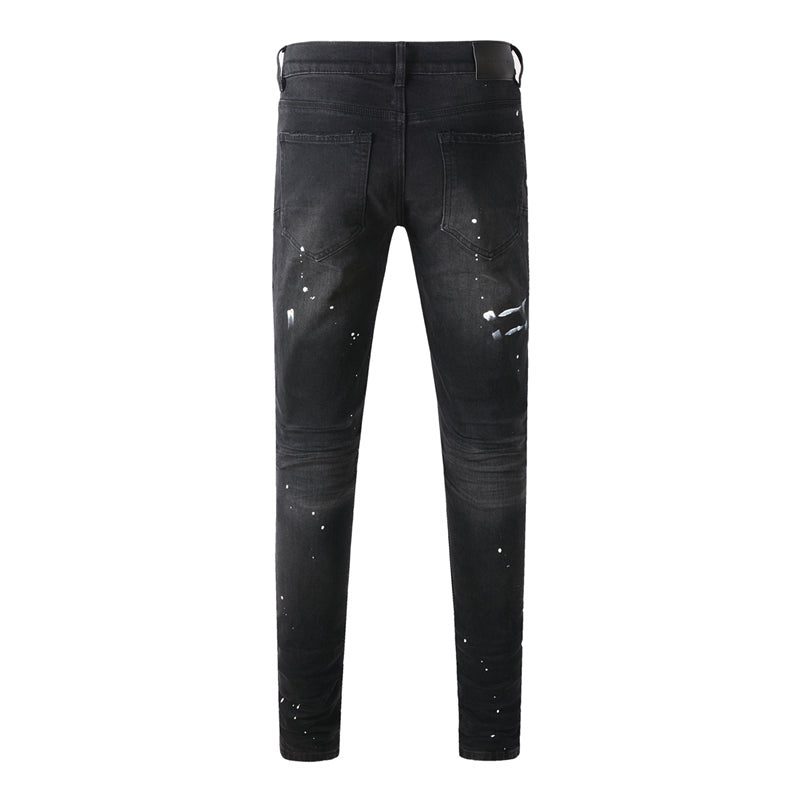 Purple Brand Paint Splatter Slim Jeans 9098
