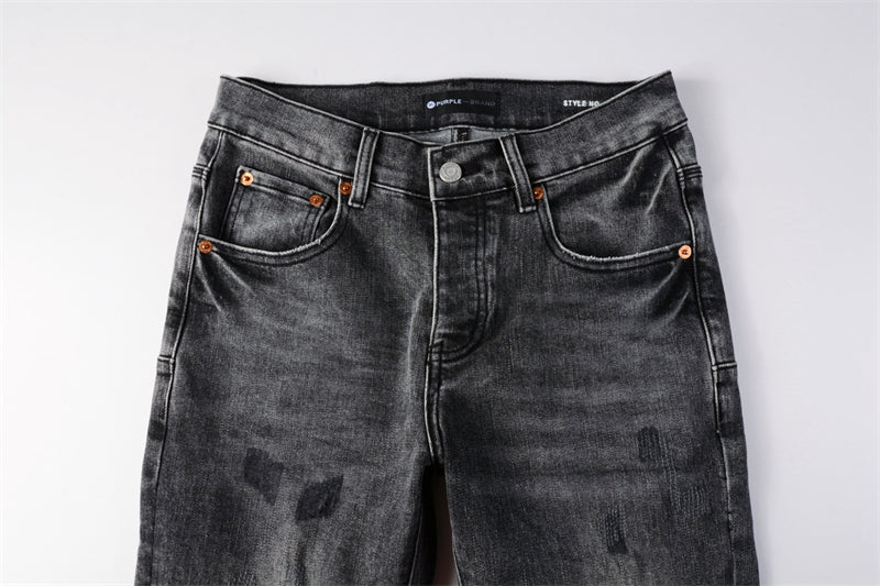 Purple Brand P Logo Leopard Patch Slim Jeans 9102