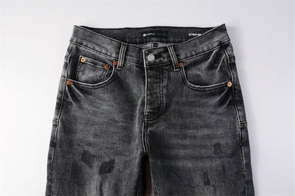 Purple Brand P Logo Leopard Patch Slim Jeans 9102