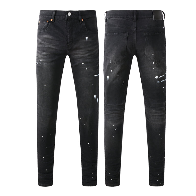 Purple Brand Paint Splatter Slim Jeans 9098