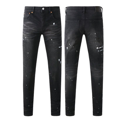 Purple Brand Paint Splatter Slim Jeans 9098