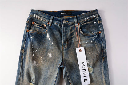 Purple Brand Mud Wash Multi-Rip Paint Splatter Slim Jeans 9012