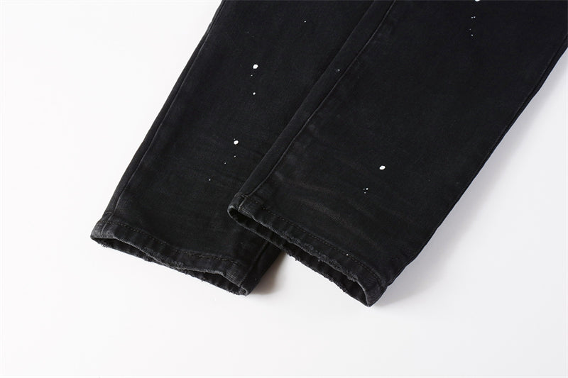 Purple Brand Paint Splatter Slim Jeans 9098