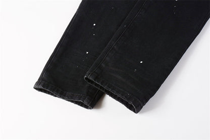 Purple Brand Paint Splatter Slim Jeans 9098