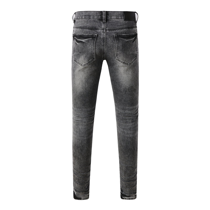 Purple Brand P Logo Leopard Patch Slim Jeans 9102
