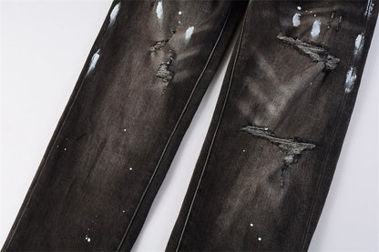 Purple Brand Waxed Paint Stroke Multi-Rip Slim Jeans 9030