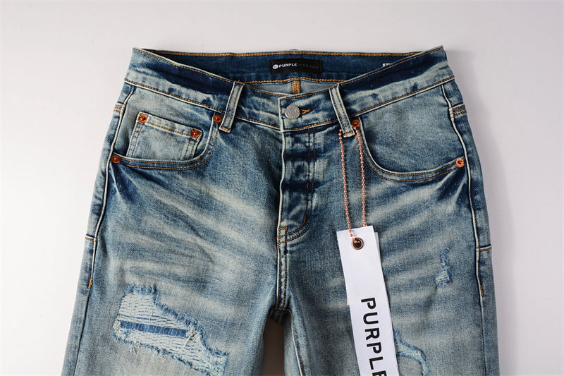 Purple Brand Heavy Multi-Rip Raw Edge Slim Jeans 9013