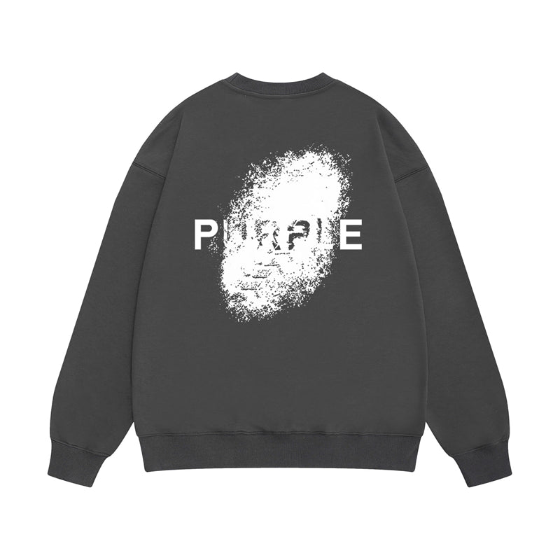 Purple Brand Dissolving Face Back Print Crewneck Sweatshirt