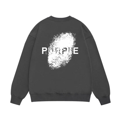 Purple Brand Dissolving Face Back Print Crewneck Sweatshirt
