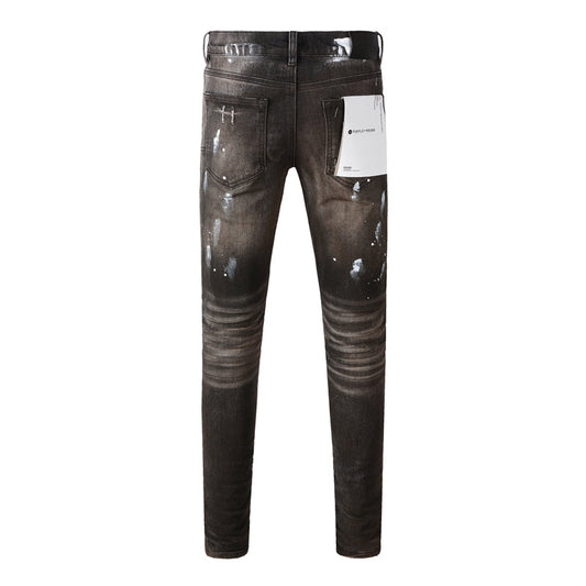 Purple Brand Waxed Paint Stroke Multi-Rip Slim Jeans 9030