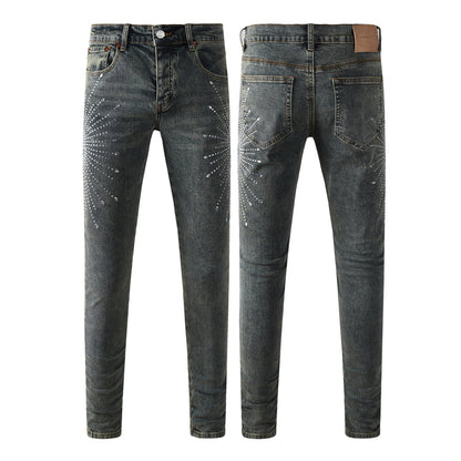 Purple Brand Starburst Rhinestone Slim Jeans 9122