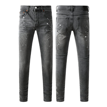 Purple Brand Starburst Rhinestone Slim Jeans 9123