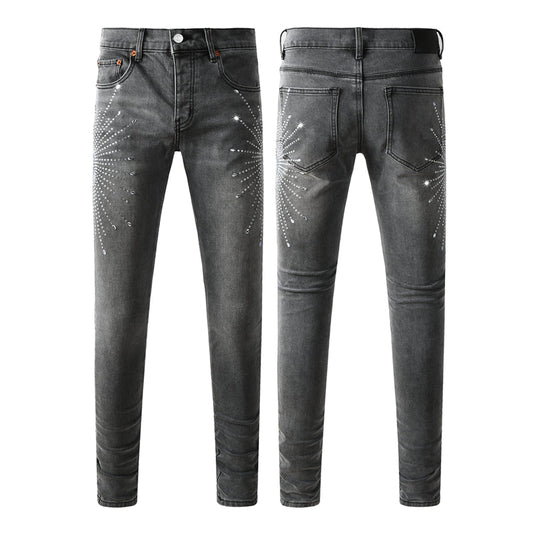 Purple Brand Starburst Rhinestone Slim Jeans 9123
