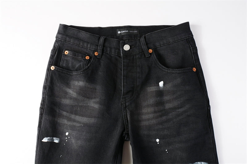 Purple Brand Paint Splatter Slim Jeans 9098