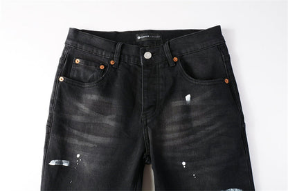 Purple Brand Paint Splatter Slim Jeans 9098