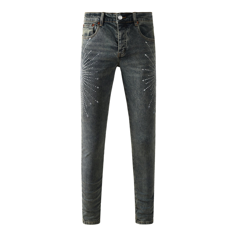 Purple Brand Starburst Rhinestone Slim Jeans 9122