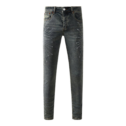 Purple Brand Starburst Rhinestone Slim Jeans 9122